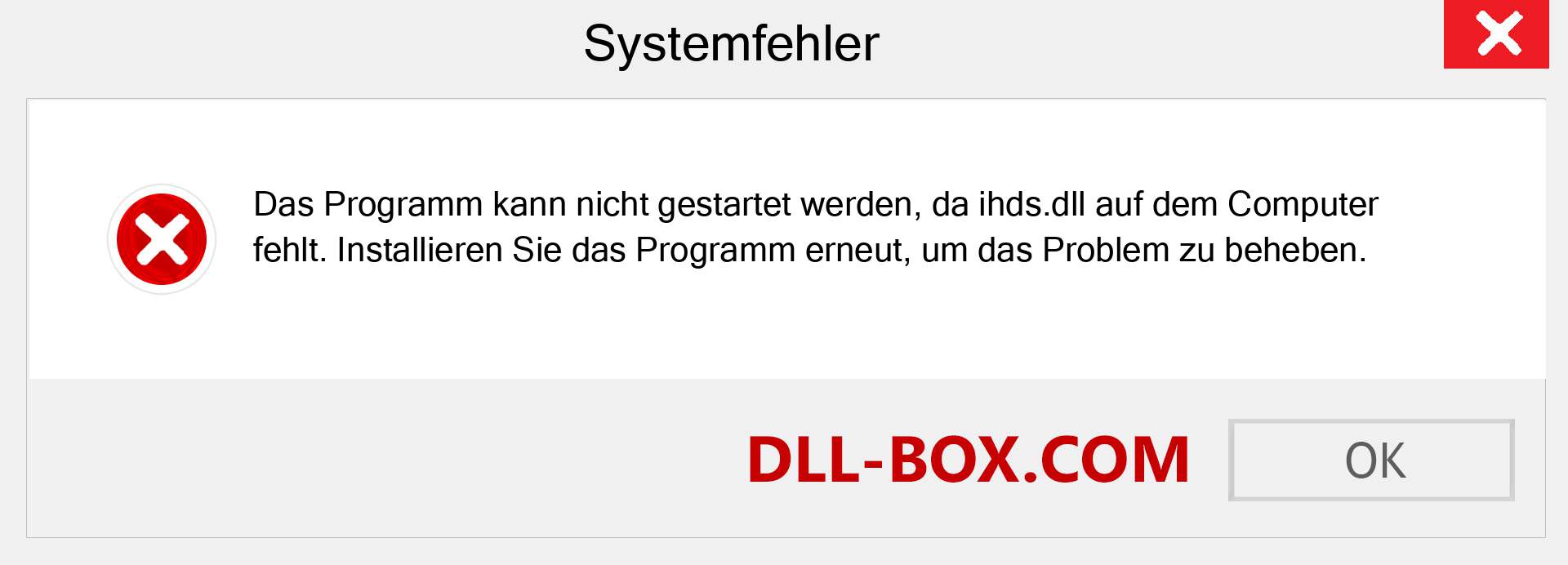 ihds.dll-Datei fehlt?. Download für Windows 7, 8, 10 - Fix ihds dll Missing Error unter Windows, Fotos, Bildern